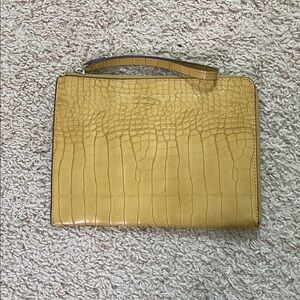 Mustard Crocodile Embossed Wristlet